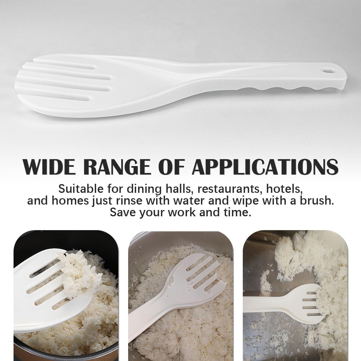 DOERDO 2Pcs Rice Paddle Plastic Non-Stick Rice Spoon Heat Resistant Scooper Spatula for Home Restaurant, White