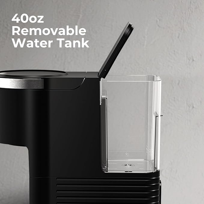 Single Serve Coffee Maker K Cup 2 in 1 Coffee Machine with Ground Coffee & Pods Coffee, 6 to 14 Oz Brew Sizes,Mini One Cup Drip Coffee Maker with Auto Cleaning & Shut Off, Black