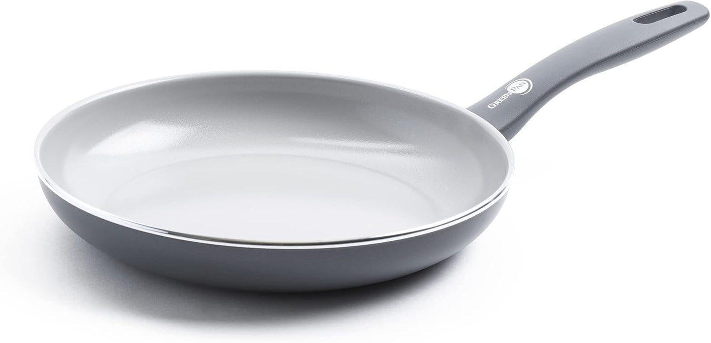 GreenPan Dover Healthy Ceramic Nonstick, 10" Frying Pan Skillet, PFAS-Free, Dishwasher Safe, Comfort Grip Handle, Grey
