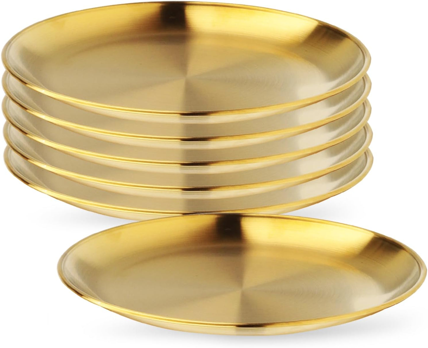 Stainless Steel Plates,6 Pack 304 Stainless Steel Dishes 304 Dinner Dishes,feeding Serving Camping Plates Serving Flat Plate for Kitchen, Outdoor Camping, & Restaurants,Dishwasher-Safe (10.2 Inches)