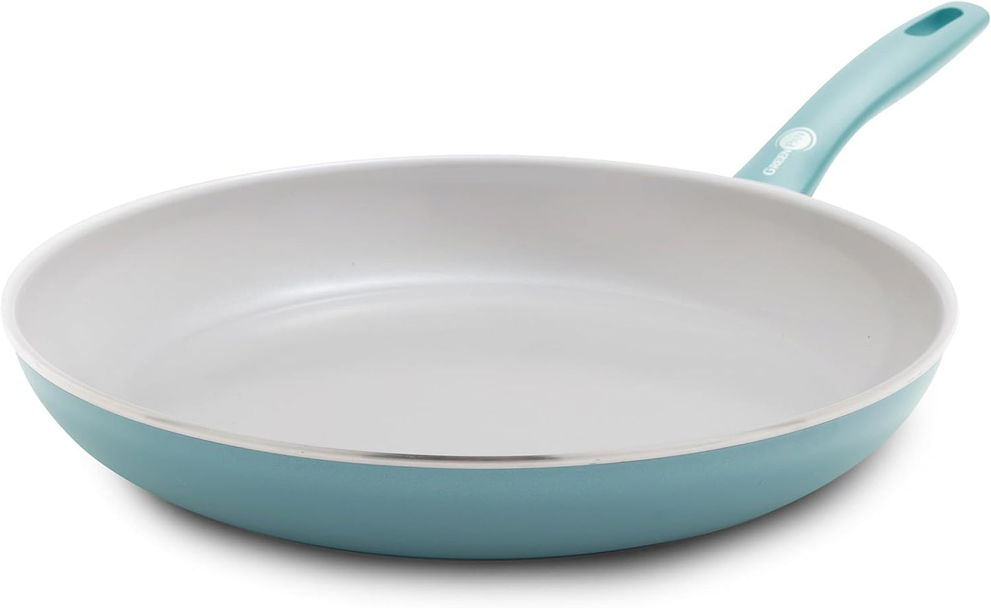 GreenPan Dover 12” Frying Pan Skillet, Non-Toxic PFAS-Free Ceramic Nonstick Coating, Sear Saute Fry Egg Omlete, Dishwasher & Oven Safe, Stay Cool Handle, Easy Pour Rims, Blue Haze