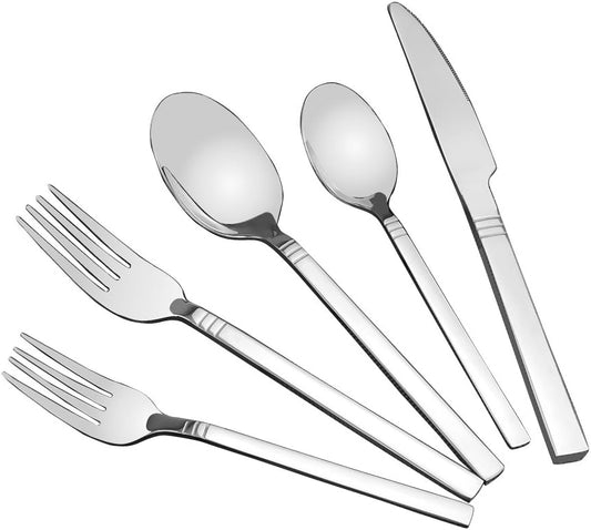 30-Piece Flatware Set Knife Fork Spoon Stainless Steel Silverware Cutlery Service for 6