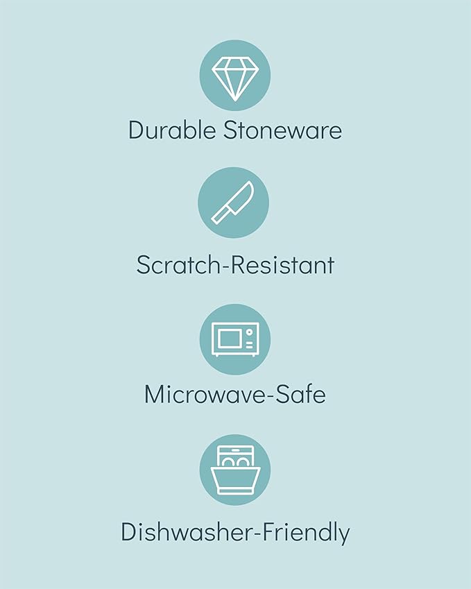 Stoneware dinnerware set 8 persons 24 pcs - Mediterranean dinnerware set, dishwasher, microwave and scratch resistant - bowl and plate set - dinnerware Pure Living Light Beige…