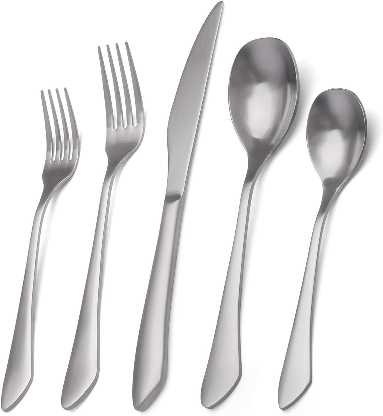 Matte Silverware Set, 20-Piece Stainless Steel Flatware Set Service for 4, Satin Finish Tableware Cutlery Set for Home and Restaurant, Dishwasher Safe