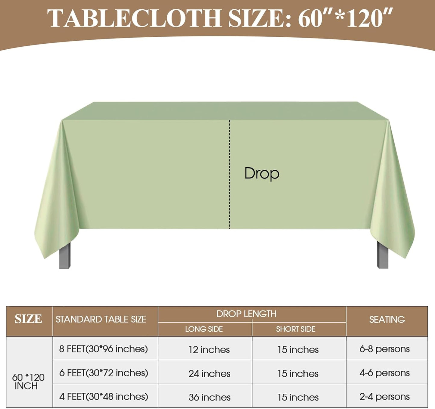 Rectangle Tablecloths 60x120 Inch 6 Pack Sage Green Tablecloth Washable Decorative Linen Polyester Table Cloths for Dining Table Banquets Buffet Parties and Wedding