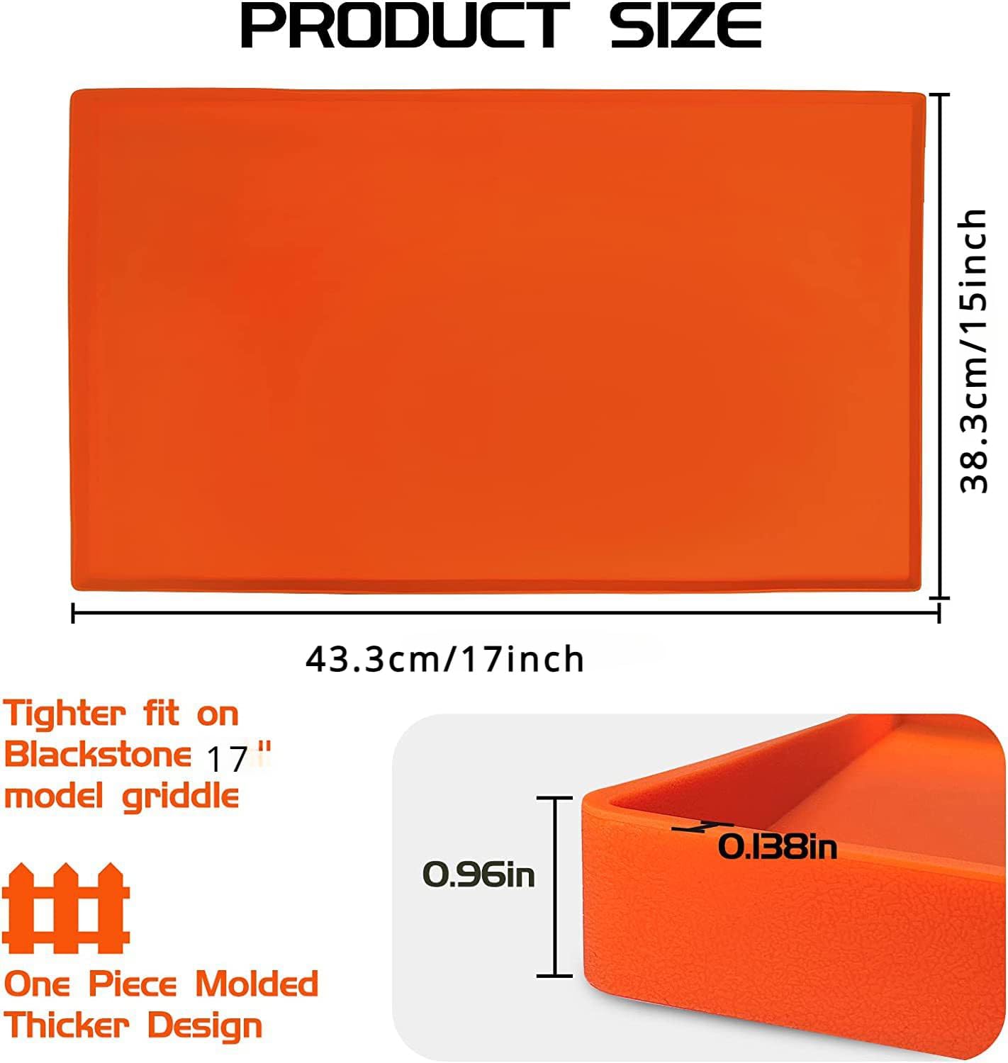 17" Silicone Protective Cover for Blackstone Griddle,Heavy Duty Food Grade Silicone Grill Mat, Protect Griddle from Rodents, Insects, Debris, and Rust,All Season Cooking Protective Cover