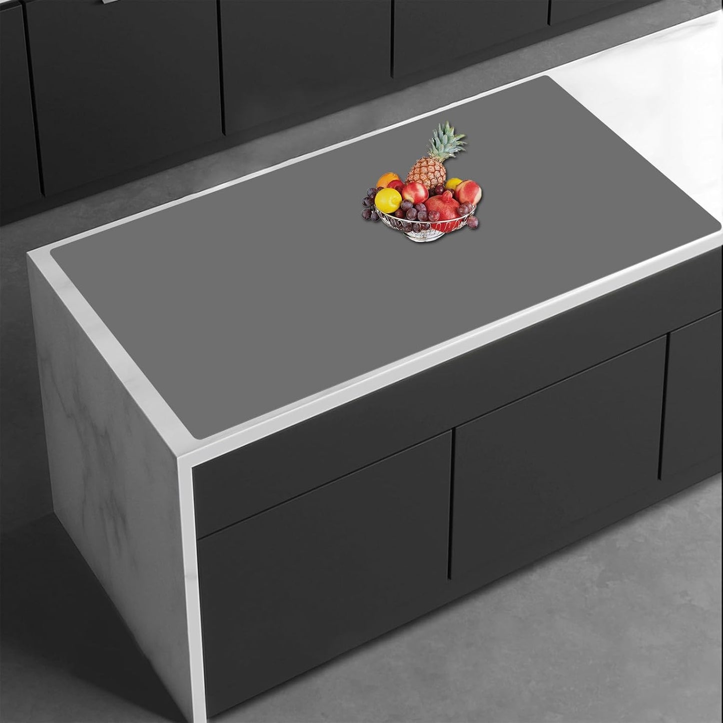 35.4''x23.6'' Extra Large Silicone Mat for Kitchen Counter, 1.4MM Thick Non-Slip Heat Resistant Countertop Protector, Waterproof Durable Kitchen Mat for Countertops, Islands (Dark Gray)