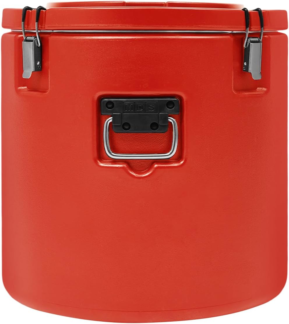 DYNAMI 13.2Gal Large Insulated Food Container, Portable Commercial Food Warmer Insulated Soup Container Cold Hot Box for Catering,304 Stainless Steel Inner Liner, Sealed and Leak-proof (Red)
