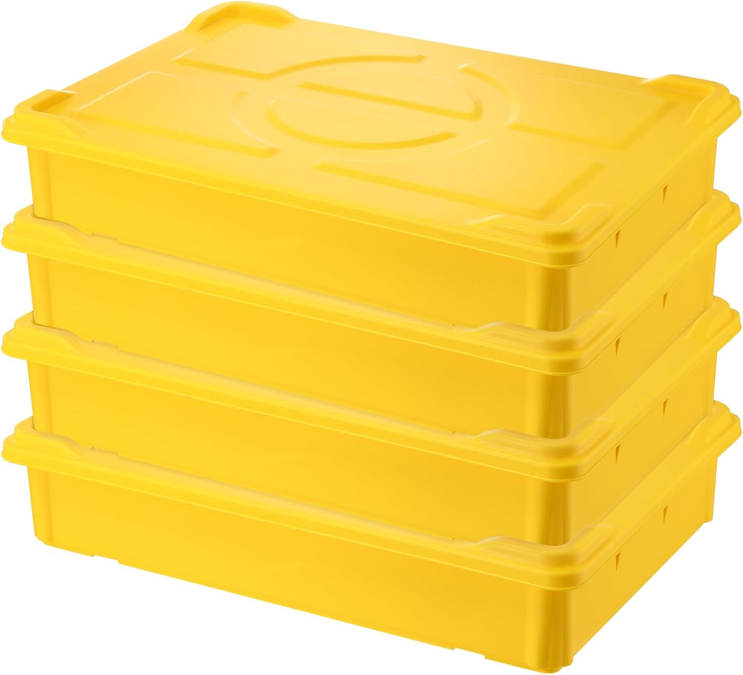 4-Pack Commercial Dough Proofing Box | Pizza/Bread Sourdough Food Storage Containers for Bakeries, Storage Bins with Lids (4 Pack Yellow, 22.8" L x 15.5" W x 6.1" H)