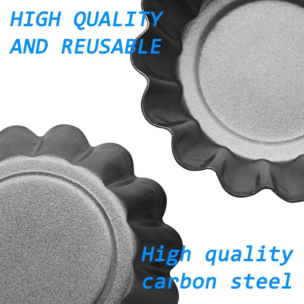 DaKuan 12 Packs Egg Tart Mold, Cupcake Cake Muffin Mold Mini Pie Pans Tin Pan Baking Tool, Carbon Steel- 2.6 Inch