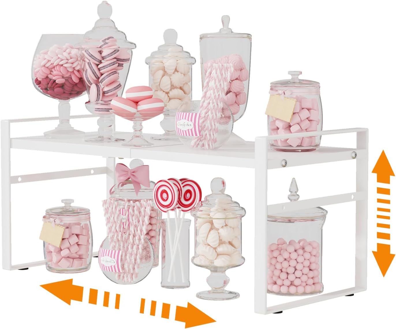 Expandable Cabinet Shelf Organizer Riser for Kitchen Pantry Cupboard Under Sink Countertop Home Storage Organization Rack Space Saver