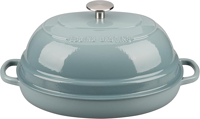 Enameled Oval Cast Iron Dutch Oven Pot with Lid, Bread Dutch Oven for Sourdough Bread Baking, 6QT, Seasalt