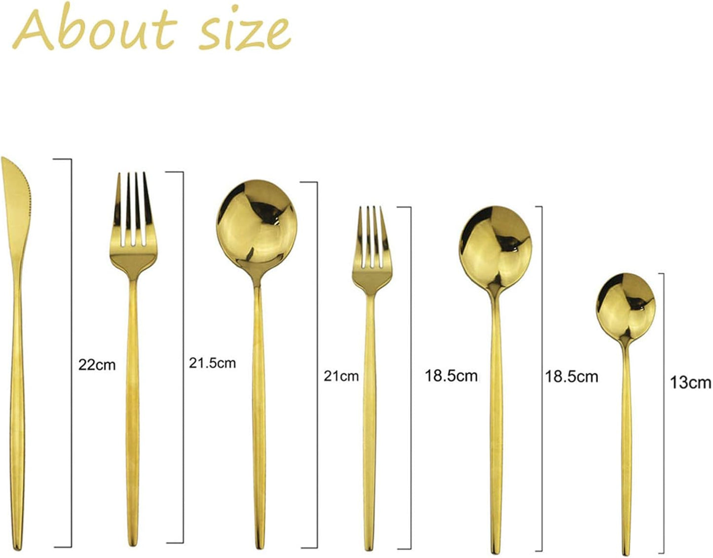 JASHII Silverware Set, Mirror Polished Gold Flatware Cutlery Set Service for 4, Shiny Finish 24 Pieces Stainless Steel Utensils Set Dinner Knife Fork Spoon Dessert Fork Salad Spoon Dishwasher Safe