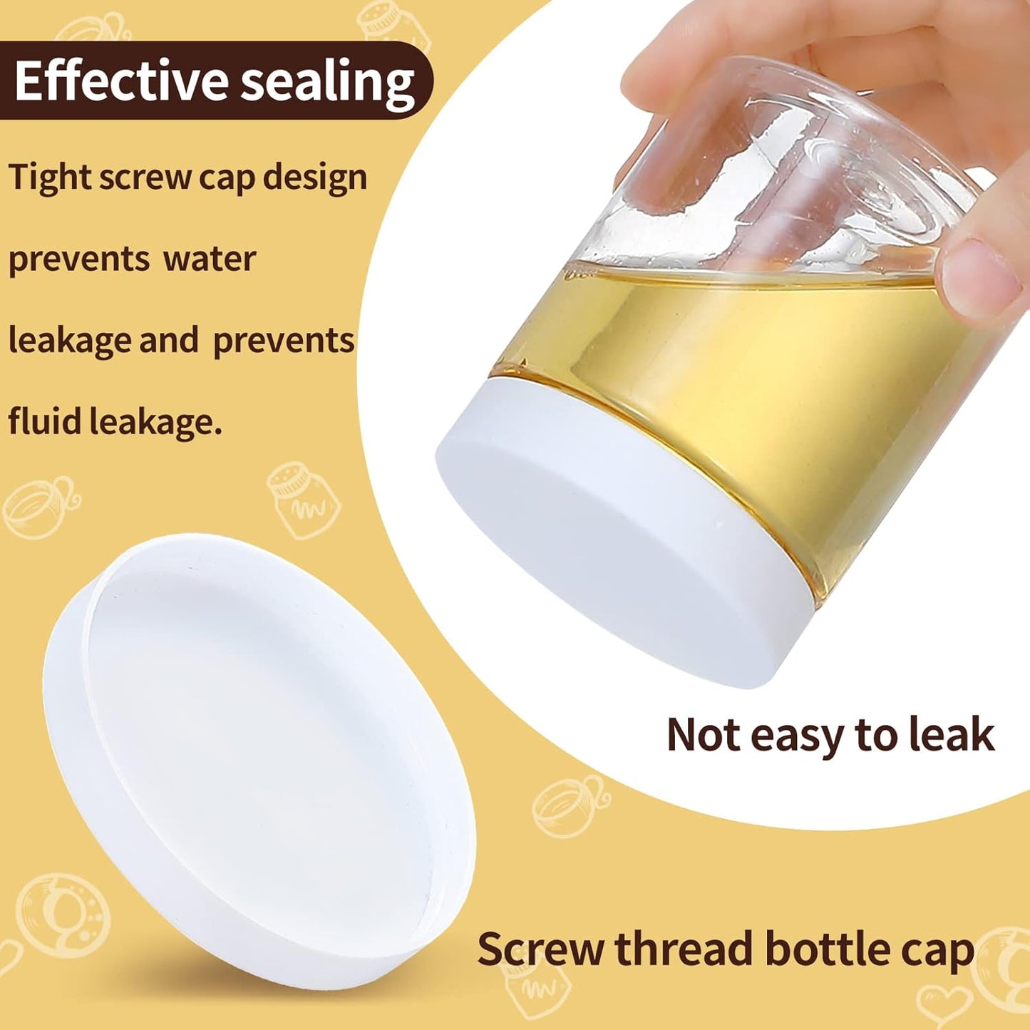 36PCS 8OZ Plastic Jars with Screw On Lids, Labels Refillable Empty Round Slime Containers for Storing Dry Food, Honey Jam, Cream, Butter, Lotion (White)