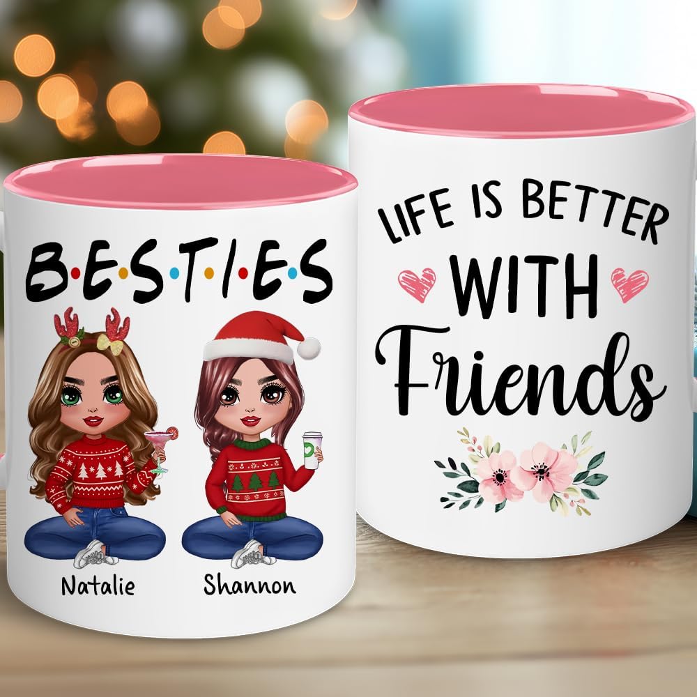 Personalized Bestie Cup - Christmas, Birthday Friendship Gifts With Custom Name, Avatar And Choose Quote - Gifts For Besties, BFF, Female Friend, Sister - Friendship Day Gift For Women, Her