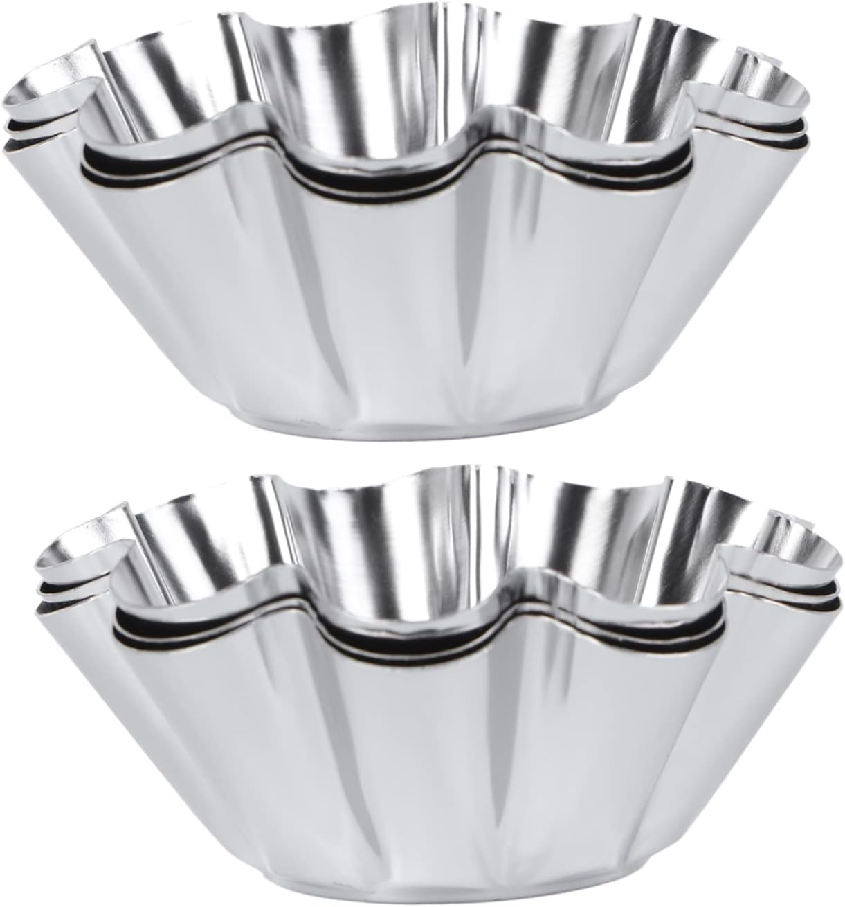 Mikinona 6pcs Egg Tart Tins Reusable Baking Cups Stainless Steel Mini Tart Puto Molder Filipino Mini Mold Pans for Baking Non Stick Pans Egg Cups Cheese Muffin Pan