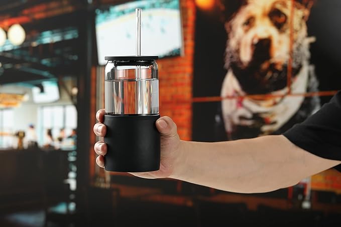 Sunseeke Glass Tumbler with Straw and Lid, 16oz Ice Coffee Cup, Silicone Sleeve Cleaning Brushes, Drinking Glasses for Water, Iced Coffee, Smoothie - BPA Free -3Pack