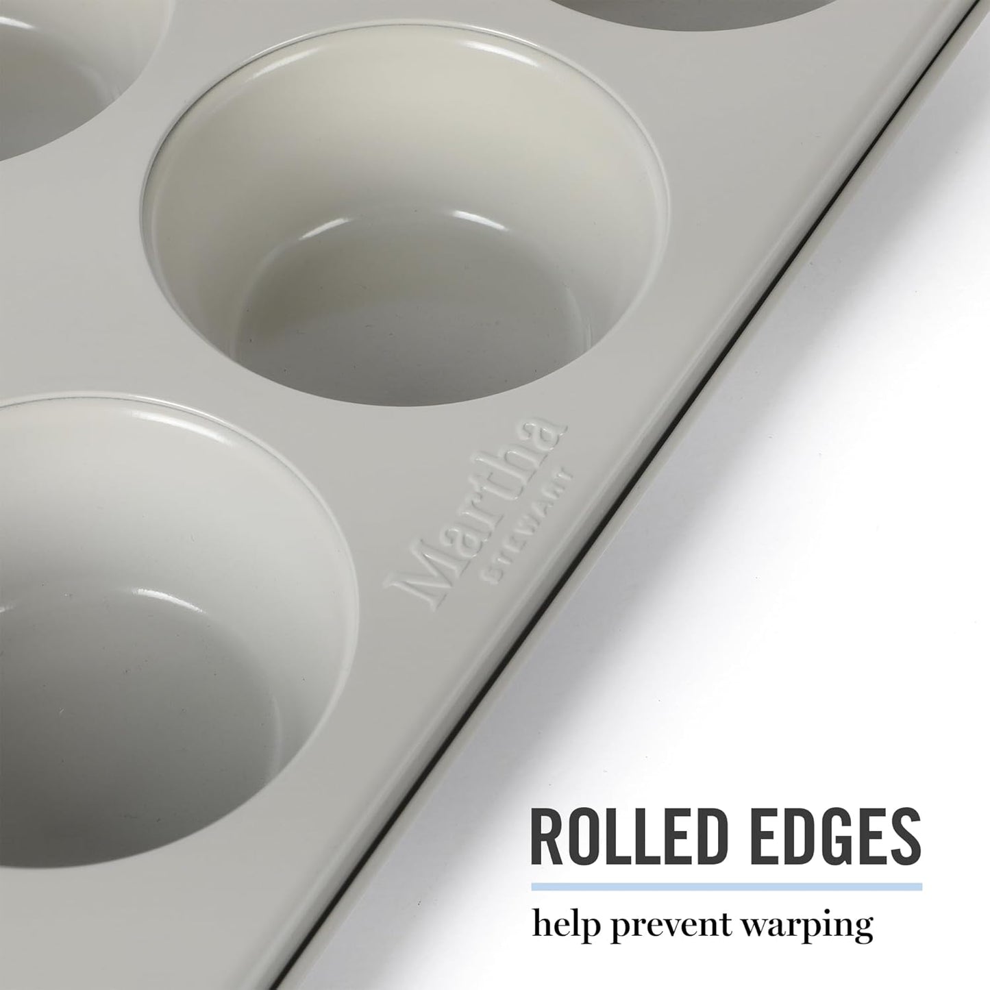 Martha Stewart Gallen 12 Cup Nonstick Carbon Steel Muffin/Cupcake Pan - Cool Grey