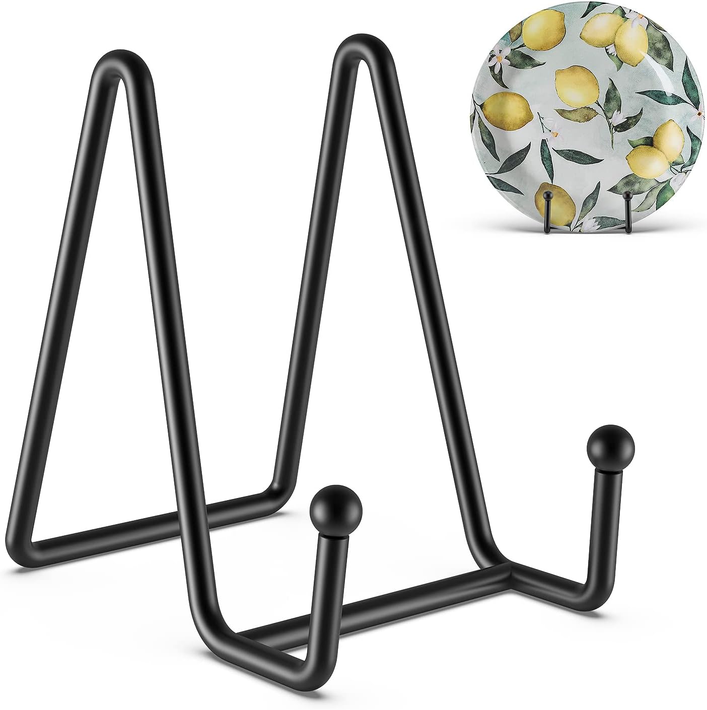 HONGYUTAI 3 Pack 4.5 Inch Plate Stands for Display Picture Stand - 4.5 Inch Vinyl Table Top Display, Metal Frame Holders Decorative Plate for Book , Picture, Photo and Platter, Tabletop Art, Black