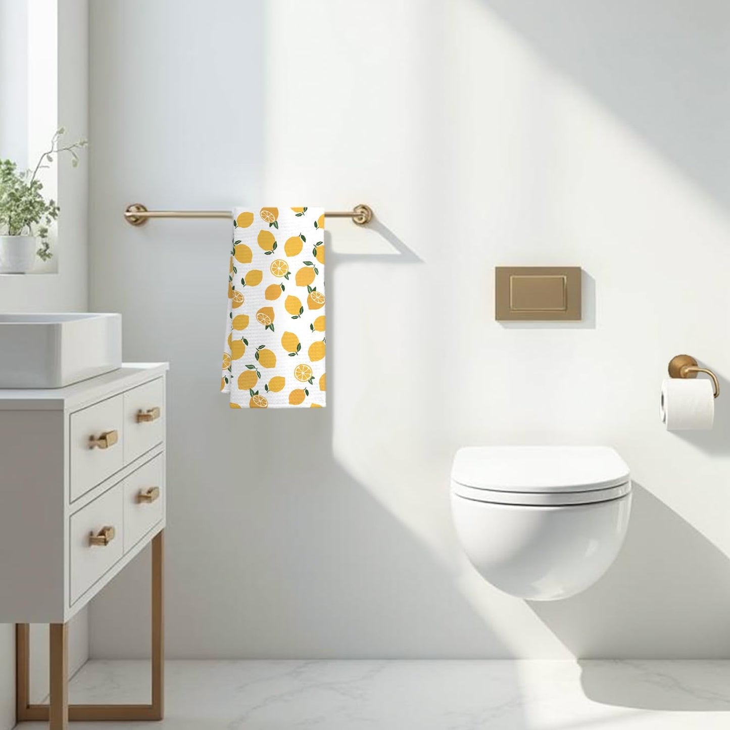 Lemon Decor Kitchen Towel, Lemon Hand Towel Dish Towel for Kitchen Bathroom Decor, Fruit Lover Gifts, 16x24 Inches