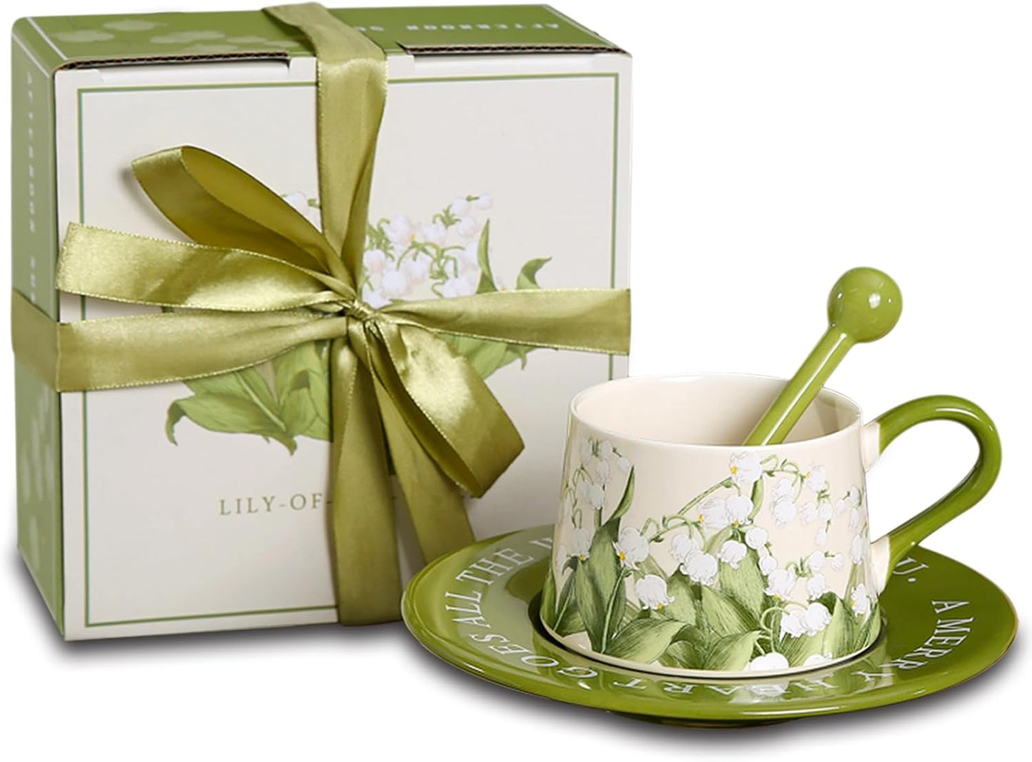 9oz Vintage Floral Pattern Coffee Mug Set, Friendship Gifts Birthday Gifts for Women, Thickened Ceramic Cup for Cappuccino, Latte, Cocoa, Dishwasher Safe and Microwave Safe Tea Cup and Saucer