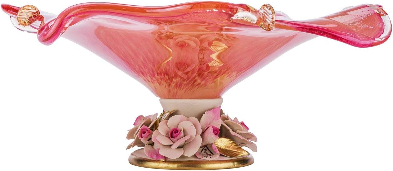 Footed Fruit Bowl 'Omega' Medium Serving Centerpiece Bowl 11 Inch (Pink)