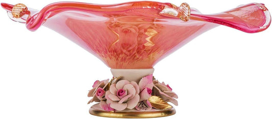 Footed Fruit Bowl 'Omega' Medium Serving Centerpiece Bowl 11 Inch (Pink)