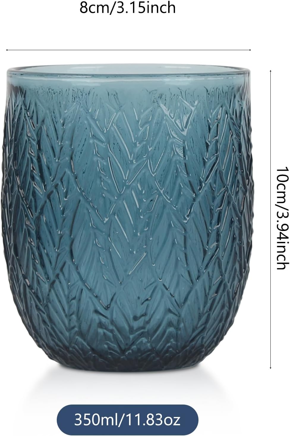 Colored Glasses Drinking Set of 4, 12oz Vintage Drinking Glasses, Drinking Glasses for Cocktail, Beer, Wine, Whiskey, Water & Juice Drinkware (Willow Leaf 4PCS)