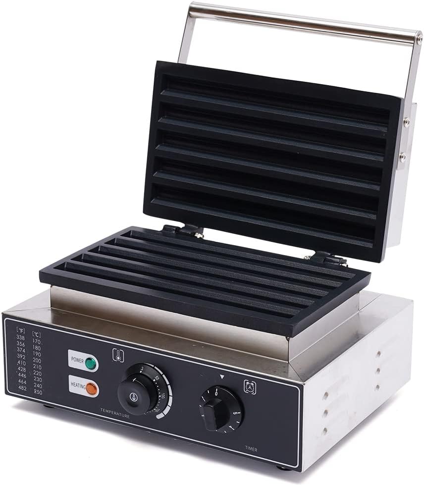 1550W 5 Sticks Churro Maker Machine, Commercial Nonstick Waffle Maker Muffin Machine, 110V Electric Spanish Churros Maker Baker Machine for Restaurant Bakeries, Time & Temp Control