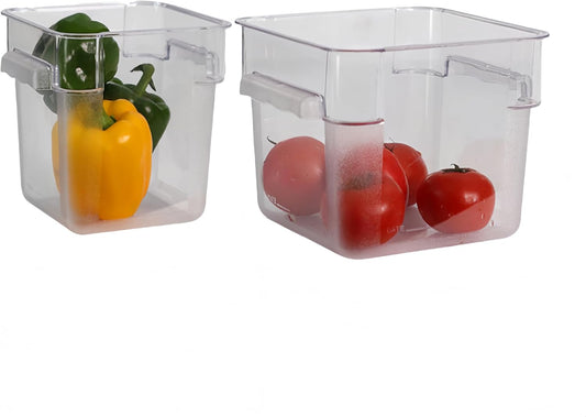 Food Storage Container with Lid (4Qt+6QT),Square Commercial Containers with Scales and Handles Polycarbonate Clear Food Storage for Kitchen Proof Dough Marinating Meat Fruits Vegetables