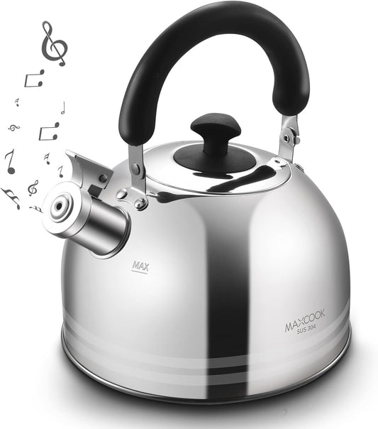 Whistling Tea Kettle, 3.17 Quart/3L Stainless Steel Tea Pot, Stove Top Tea Kettle，Induction Teakettle with Anti-Heat Handle (Mirror Polish)