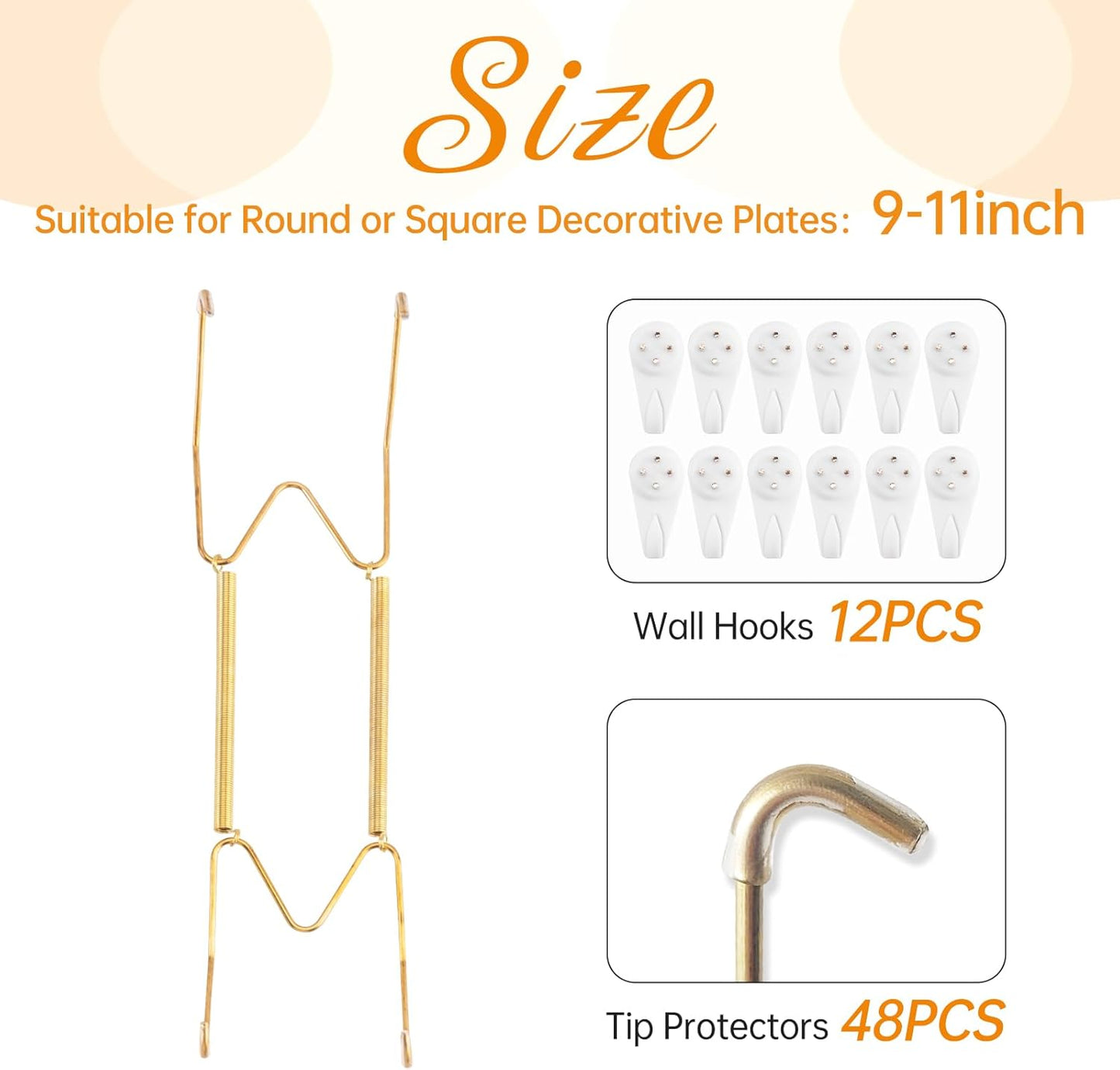 Bilillo 12 Pack Plate Hangers for the Wall, Suitable for 9-11 inch Art Plate, Stainless Steel Invisible Heavy Duty Wire Plate Holder with Wall Hooks, Plate Hangers for Displaying Plates, Platter, Dish