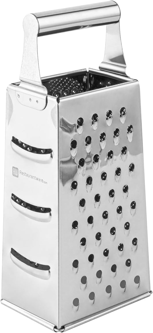 Restaurantware Met Lux Cheese Grater 1 Heavy-Duty Box Grater - With 4 Sides Built-In Handle Stainless Steel Food Grater For Vegetables And Cheese