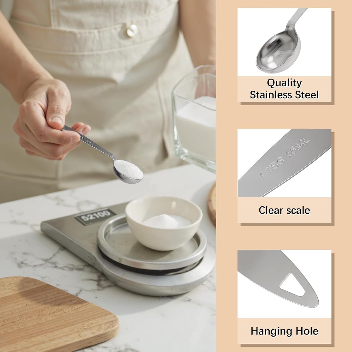 1PCS 1/2TSP Single Measuring Spoon, 2.5ML Stainless Steel Individual Measure Scoop Only