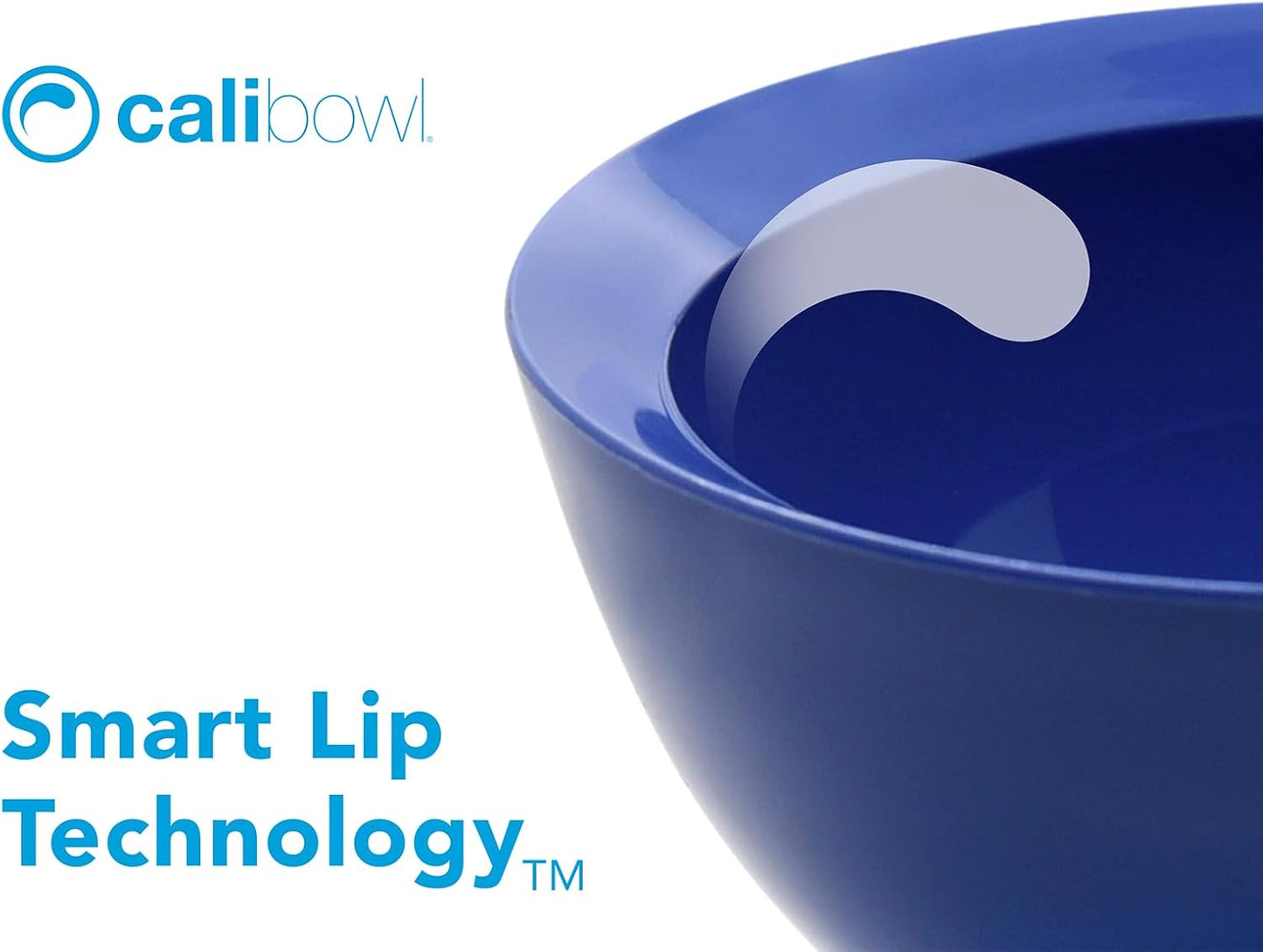 Large Non-Spill Plastic Bowl Set - 28oz Reusable Kitchen Bowls with Concave Inner Lip and Non-Slip Base - For Cereal, Soups, Mixing and Serving - Set of 4 - Ocean Blue