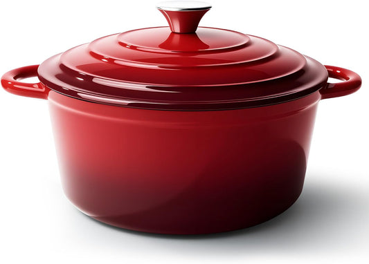 4.5 Quart Dutch Oven Pot with Lid, Non Stick Enameled Cast Iron Dutch Oven for Bread Baking,Heavy-Duty, Oven Safe Ceramic Cookware Up to 500°F for Baking, Braising, Stews, Roasting, Red