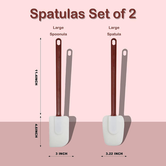 16.5 INCH Silicone Spatulas Heat Resistant Heavy Duty Rubber Spatulas Commercial Spatulas Set for Kitchen Use Silicone Cooking Utensils Sets of 2