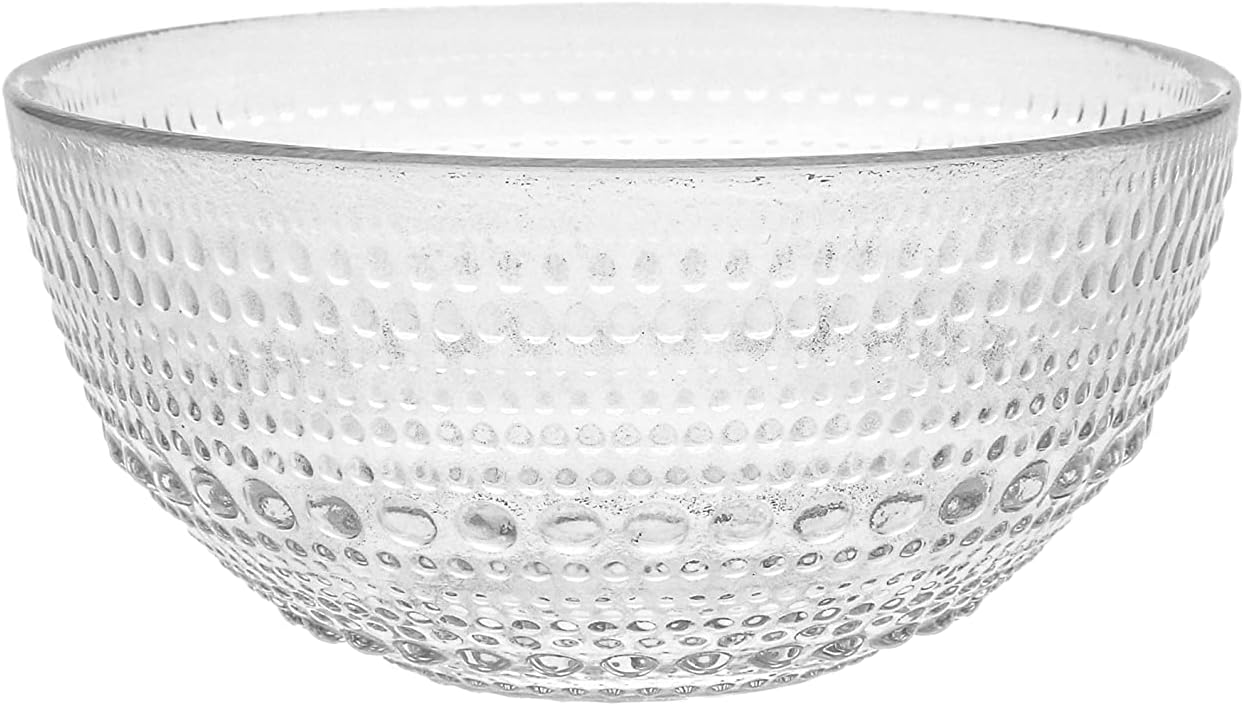 FORTESSA Jupiter Beaded Hobnail Glass Vintage Themed Dinnerware Set, 13.5 Ounce All-Purpose Glass Bowl (Set of 6) Dishwasher-Safe, Clear