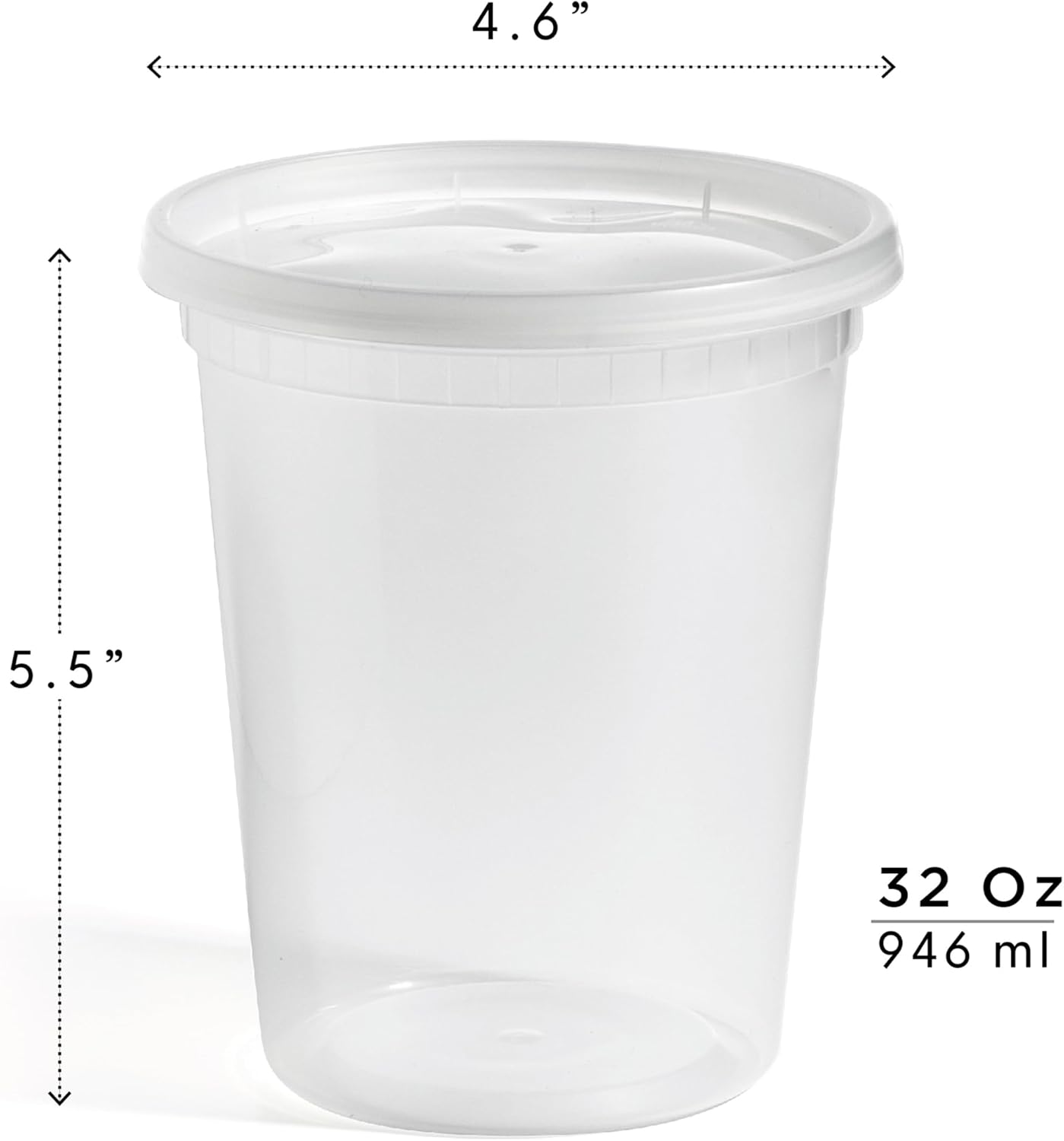BINO | 32 Oz Deli Containers with Lids - 20 Pack | Food Storage Containers with lids | Freezer Safe, Microwaveable Plastic Containers with Lids for Meal Prep, Leftovers, Soups, Salads Takeout Catering