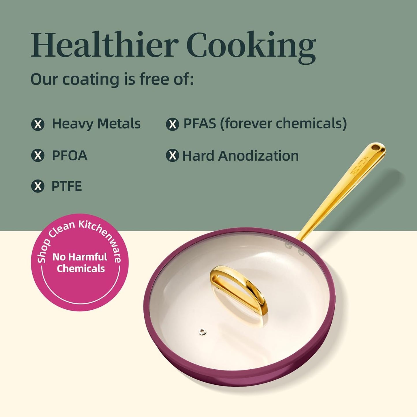 ROYDX Titanium Ceramic Nonstick Fry Pan Set 8", 10" and 12" Frying Pan Skillet Set with Glass Lids-Non Toxic, PTFE & PFOA Free - Oven Dishwasher Safe & Compatible with All Stovetops-Dark Purple