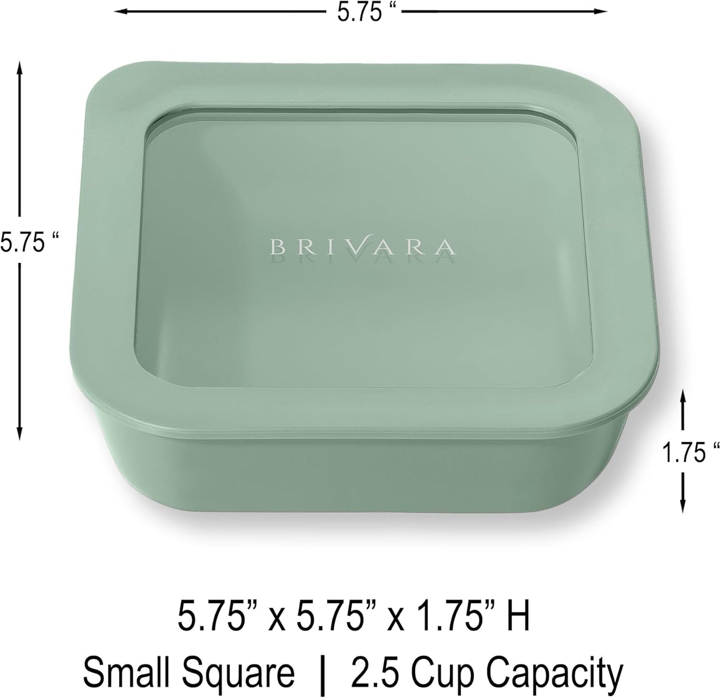 Ceramic Coated Glass Food Storage Container | No PTFE, PFOA, PFAS, and BPA | Reusable Non Toxic Meal Prep Container with Glass Lid | Easy To Store | 2.5 Cup Square [Willow]