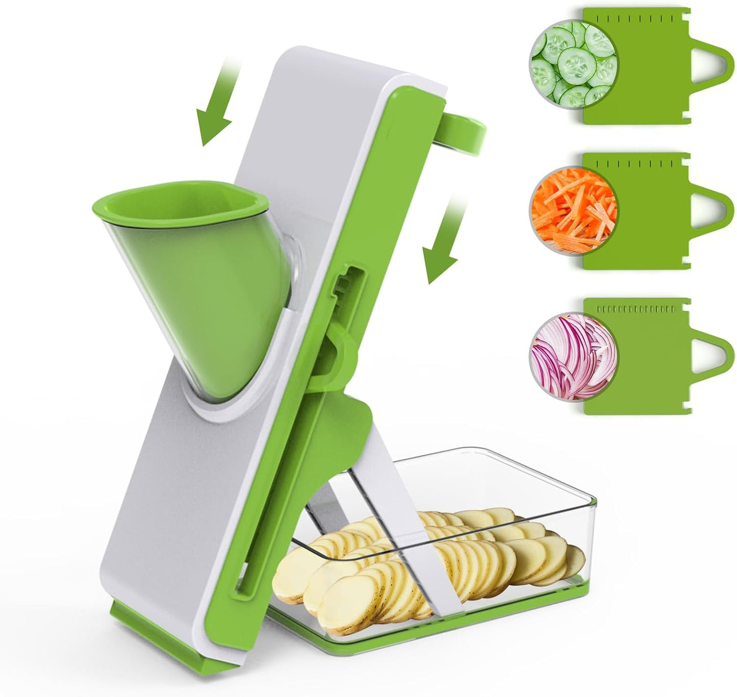 Mandoline Slicer for Kitchen-Cucumber Slicer & Chopper, Detachable and Easy to Clean Artifact (White Green)