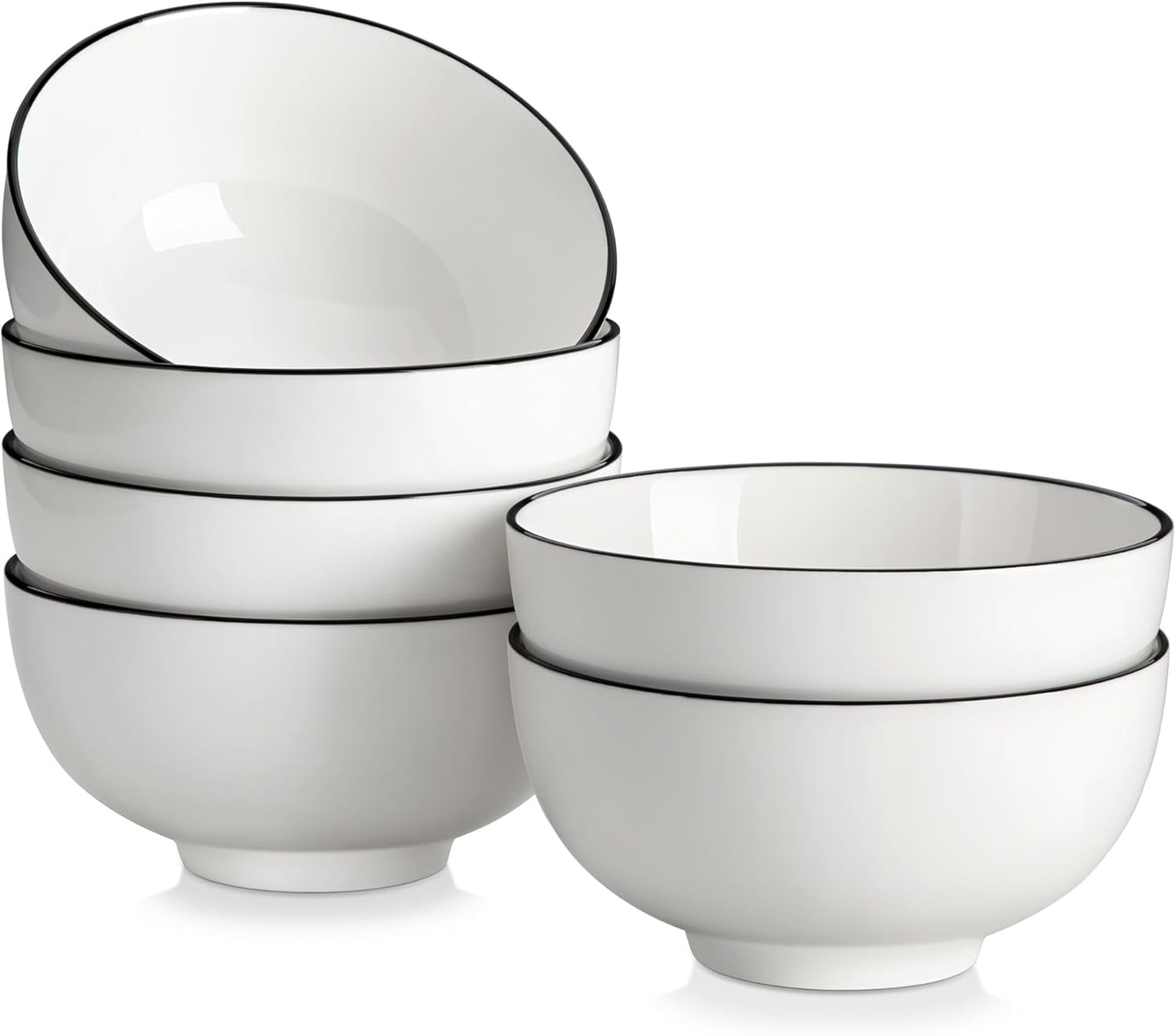 MALACASA Porcelain Soup Bowls, White Ceramic Cereal Bowls for Kitchen, Dishwasher and Microwave Safe, Series Regular 26Oz