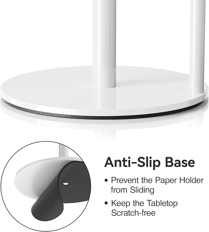 Paper Towel Holder Countertop, Stainless Steel, White, for Kitchen, Pantry, RV