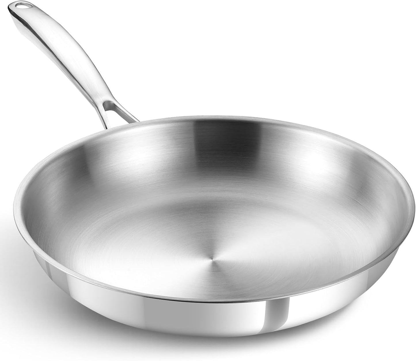 KOCH SYSTEME CS Stainless Steel Pan 10 Inch, Tri-Ply Stainless Steel Frying Pan with Stay-Cool Handle, Oven Safe, Non-Toxic Staninless Steel Skillet, Fast & Even Heat Induction Compatible