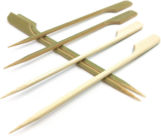 HOPELF 10 inch Bamboo Paddle Picks Skewers for Shish Kabob，Fruit Kabobs，BBQ，Kitchen，Grilling，Barbeque Snacks.Wood pick More Size Choices 3.5''/ 4.7''/ 7''/ 10'' (Pack of 100)