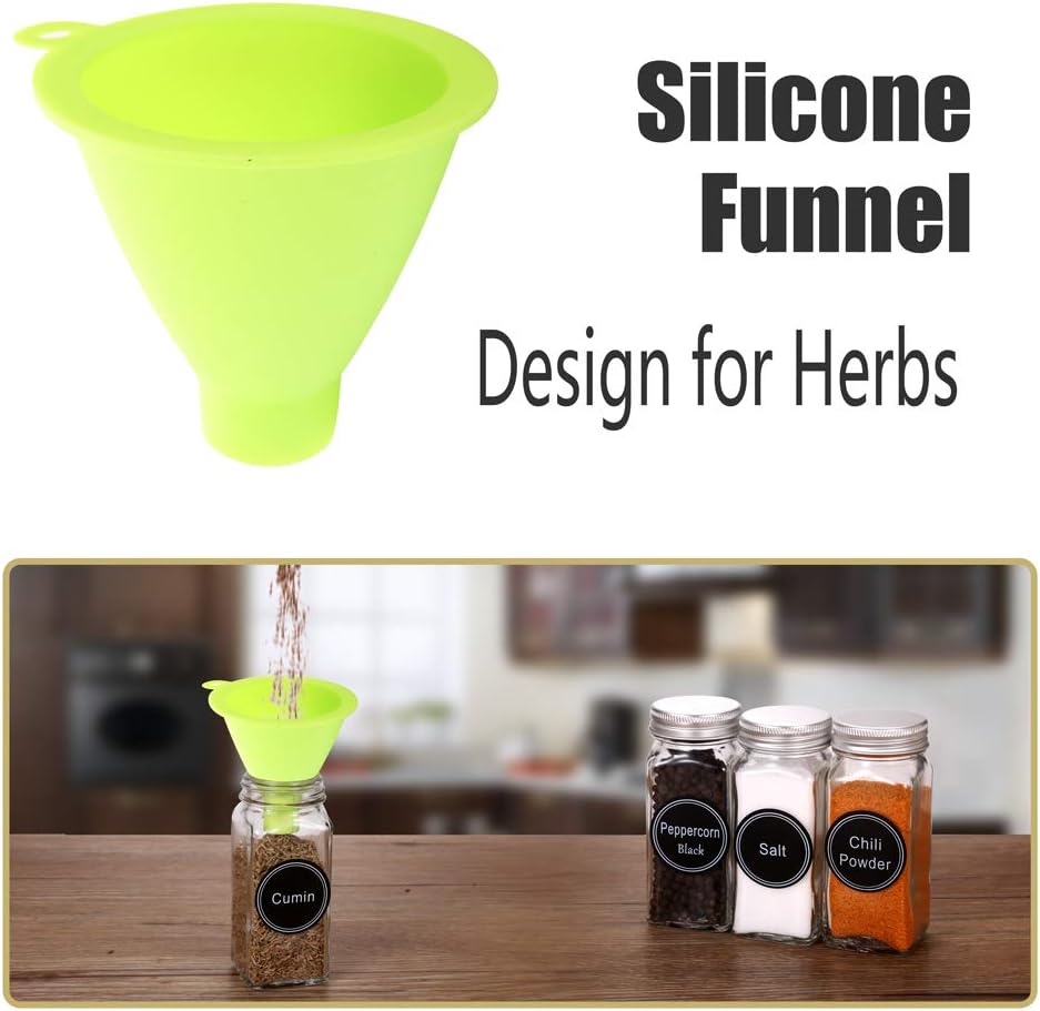 SWOMMOLY Spice Rack Organizer with 24 Empty Glass Spice Jars, 396 Spice Labels with Chalk Marker and Funnel Complete Set, for Countertop, Cabinet or Wall Mount, Black