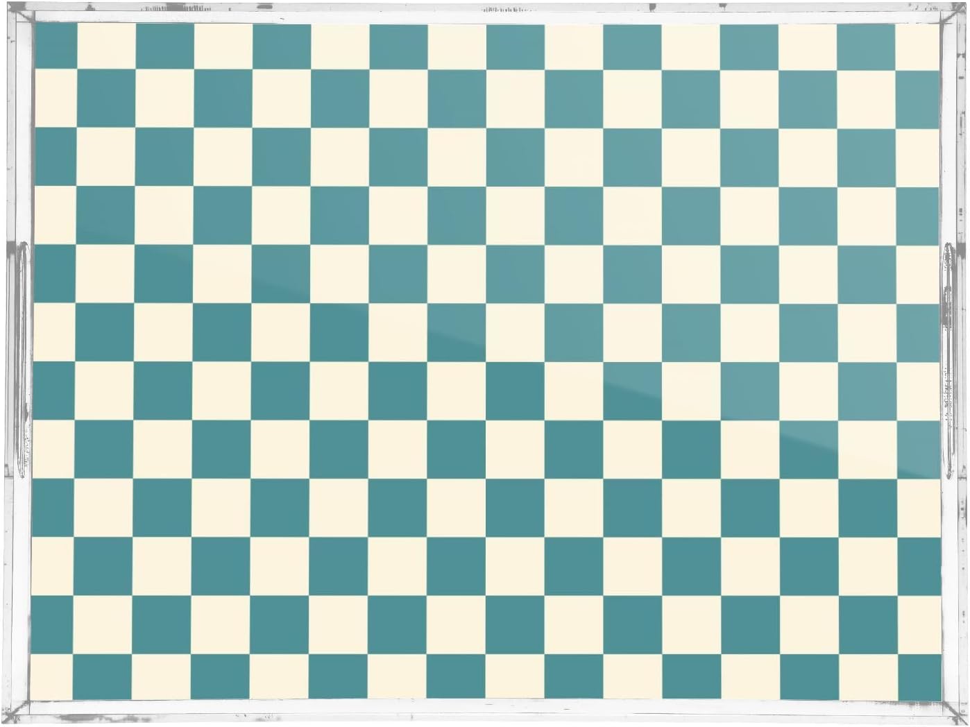 Acrylic Serving Tray with Handles Spill Proof Kitchen Storage Tray Clear Decorative Tray Makeup Drawer Organizer Storage Tray for Bathroom Living Room Ottoman 15.7x11.8Inches