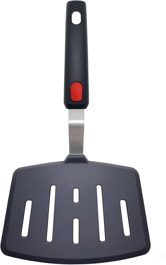 Silicone Spatula Turner, Heat Resistant Pancake Spatulas for Nonstick Cookware Pan, Wide Slotted Cooking Spatula for Frying Omelette, Egg, Fish and Kitchen Use, Thin Flexible Dishwasher Safe, Black