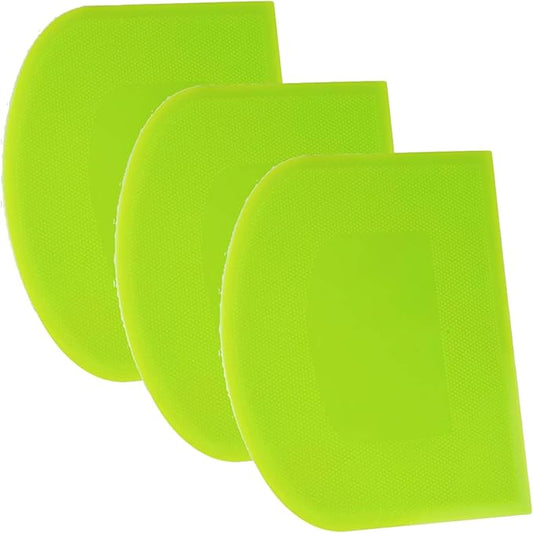 SURDOCA Dough Scraper Bench Scraper - 3P 8.3x5.5" Plastic Flexible Bowl Scraper, Sharp Edge & Angles Cake Scraper. Non-Slip Bakeware Decorating Tools Sculpting & Modeling Tools - Pure Green